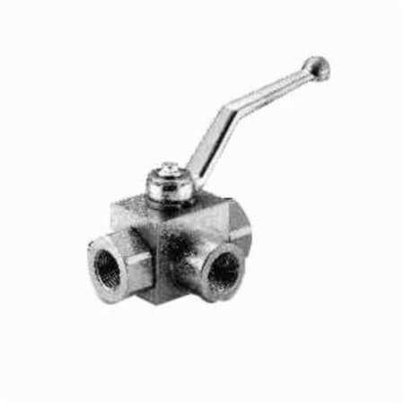 Ball Valve, 3Way High Pressure, 38 Nominal, NPT, 5880 Psi, 22 To 212 Deg F, Full Port, Steel B